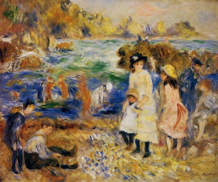 Pierre Auguste Renoir Enfants au bord de la mer a Guernsey Norge oil painting art